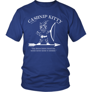 Cashnip Kitty Feline Robin Hood Tee White Logo