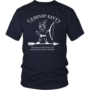 Cashnip Kitty Feline Robin Hood Tee White Logo