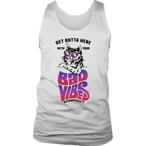 Outta Here with Your Bad Vibes Unisex Tank - White