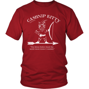Cashnip Kitty Feline Robin Hood Tee White Logo