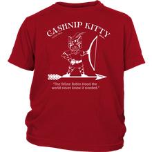 Cashnip Kitty Feline Robin Hood Youth Tee White Logo