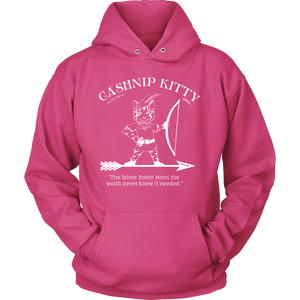 Cashnip Kitty Feline Robin Hood Hoodie White Logo