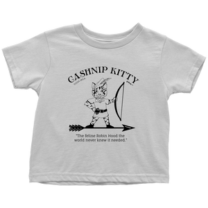 Cashnip Kitty Feline Robin Hood Toddler Tee Black Logo