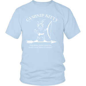 Cashnip Kitty Feline Robin Hood Tee White Logo