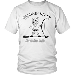 Cashnip Kitty Feline Robin Hood Tee Black Logo