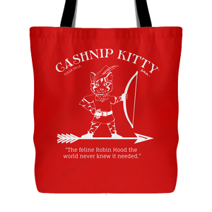 Cashnip Kitty Feline Robin Hood Tote White Logo