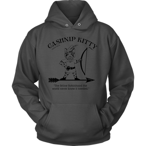 Cashnip Kitty Feline Robin Hood Hoodie Black Logo
