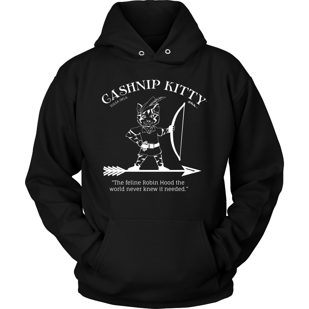 Cashnip Kitty Feline Robin Hood Hoodie White Logo