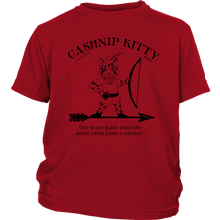 Cashnip Kitty Feline Robin Hood Youth Tee Black Logo